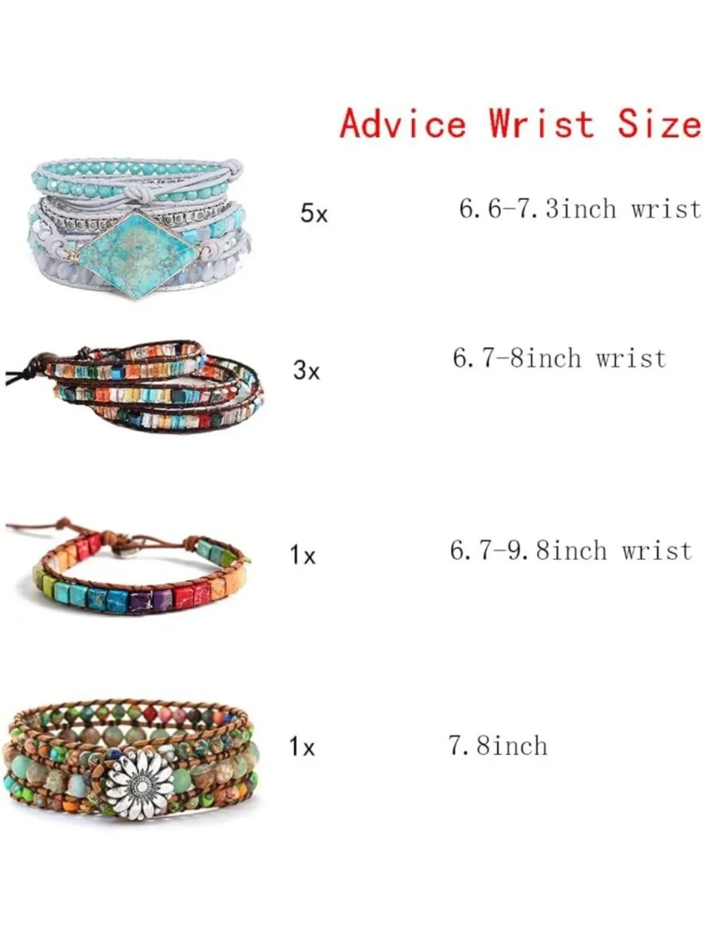Handmade Boho Natural Stone 3-Wrap Bracelet for Women - Unique Gift Idea